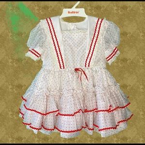 Red and white polka dress